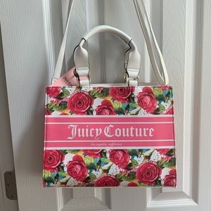 Juicy Couture White Multi Rose Juicy Billboard Tote / Crossbody